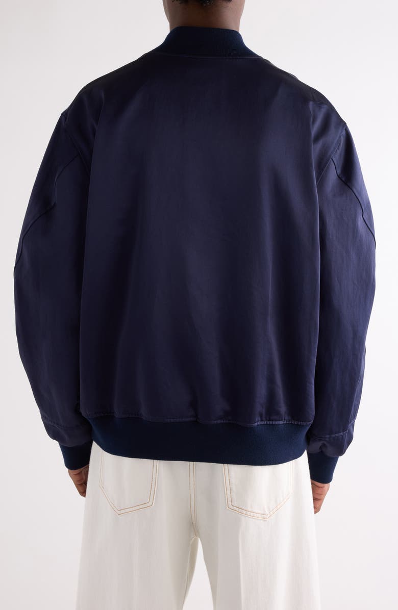 Givenchy Oversize Logo Appliqué Bomber Jacket, Alternate, color, Navy