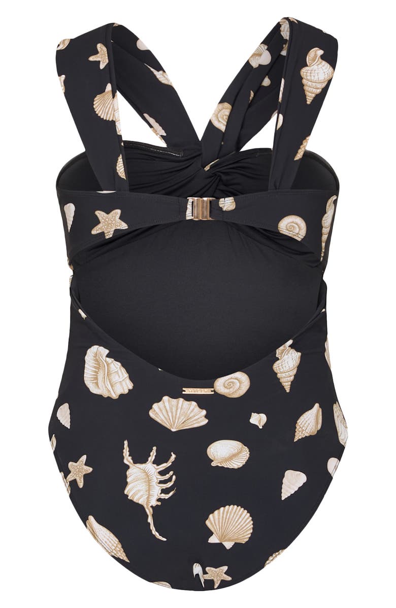 Milly Betsy Seashell Convertible One-Piece Swimsuit, Alternate, color, Black/ White