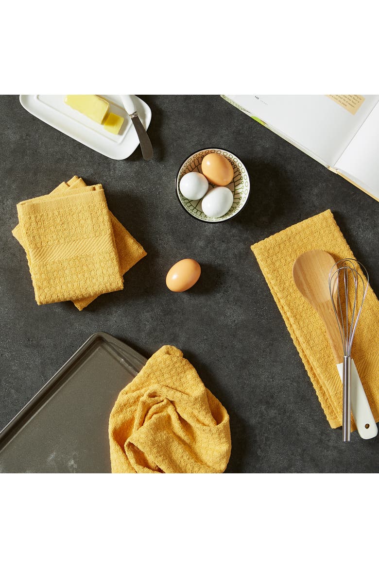 Waffle Terry Dishtowel Set/4, Alternate, color, Mustard