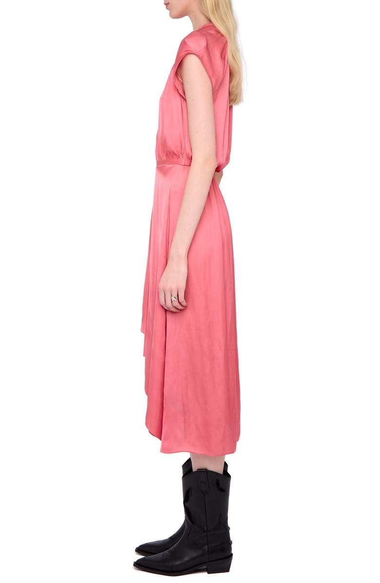 Zadig & Voltaire Randall Ruffle Satin Dress, Alternate, color, Tea Rose