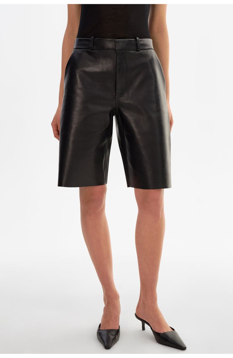 LAMARQUE Lotta | Leather Bermuda Shorts, Alternate, color, Black