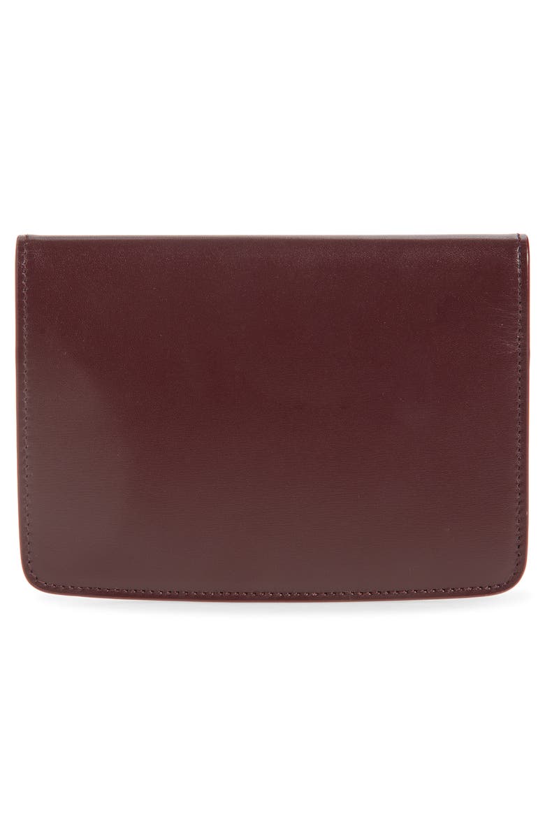 Saint Laurent Voltaire Box Leather Passport Case, Alternate, color, Hot Wine