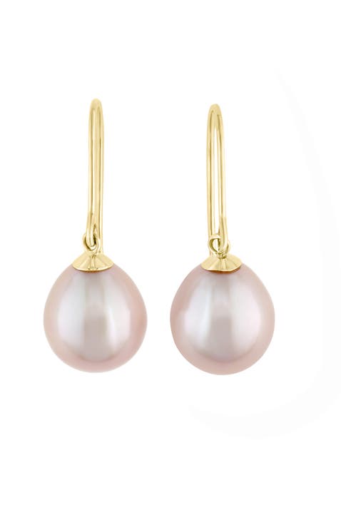 14K Yellow Gold Freshwater Pearl Dangle Earrings