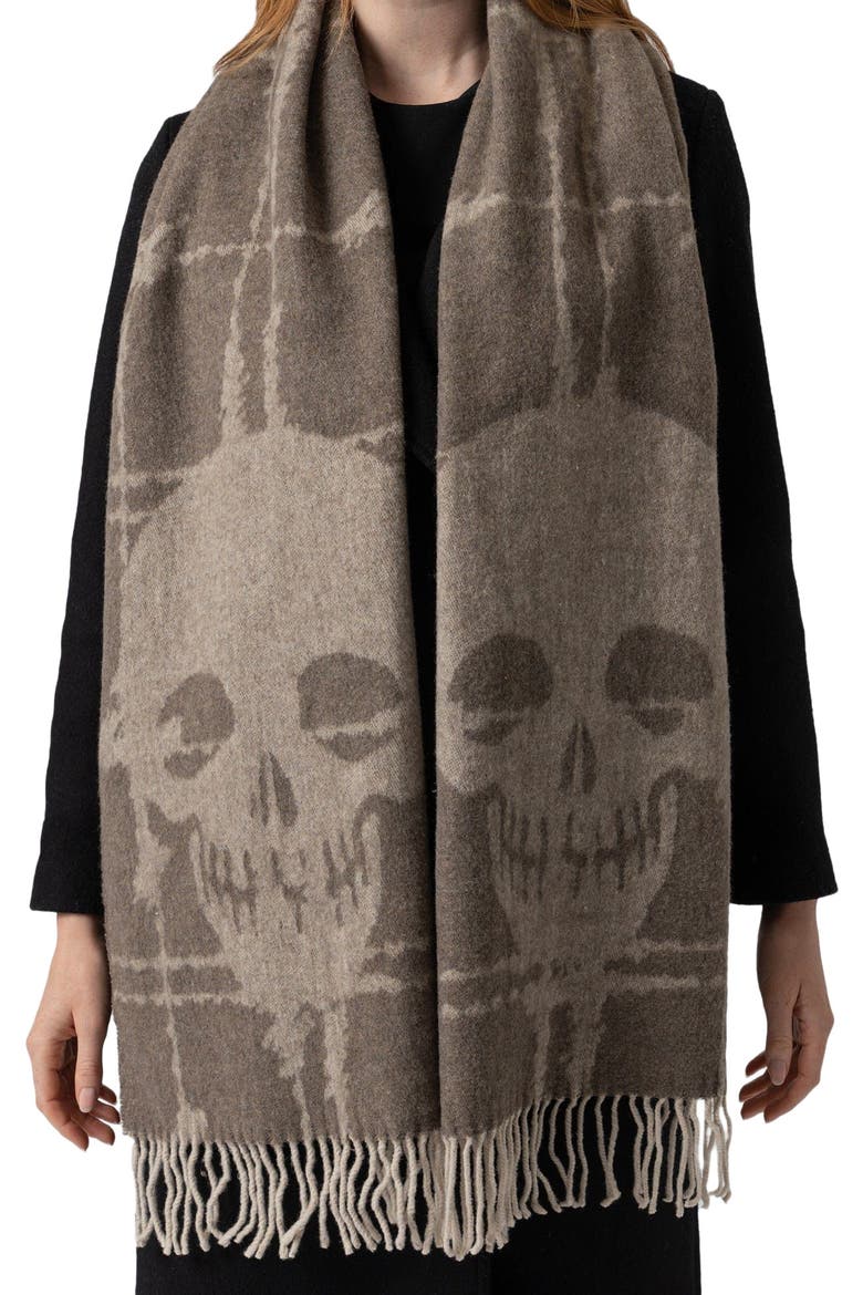 Sutton Skull Scarf, Alternate, color, Beige