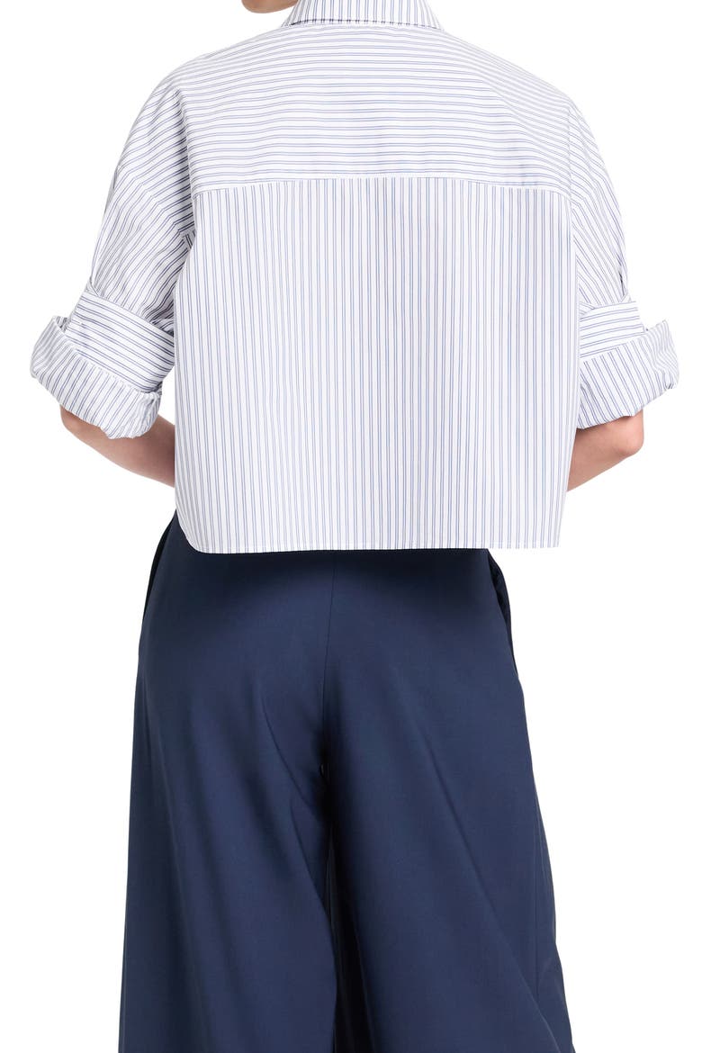 Next Ex Stripe Crop Shirt, Alternate, color, WHITE / BLUE