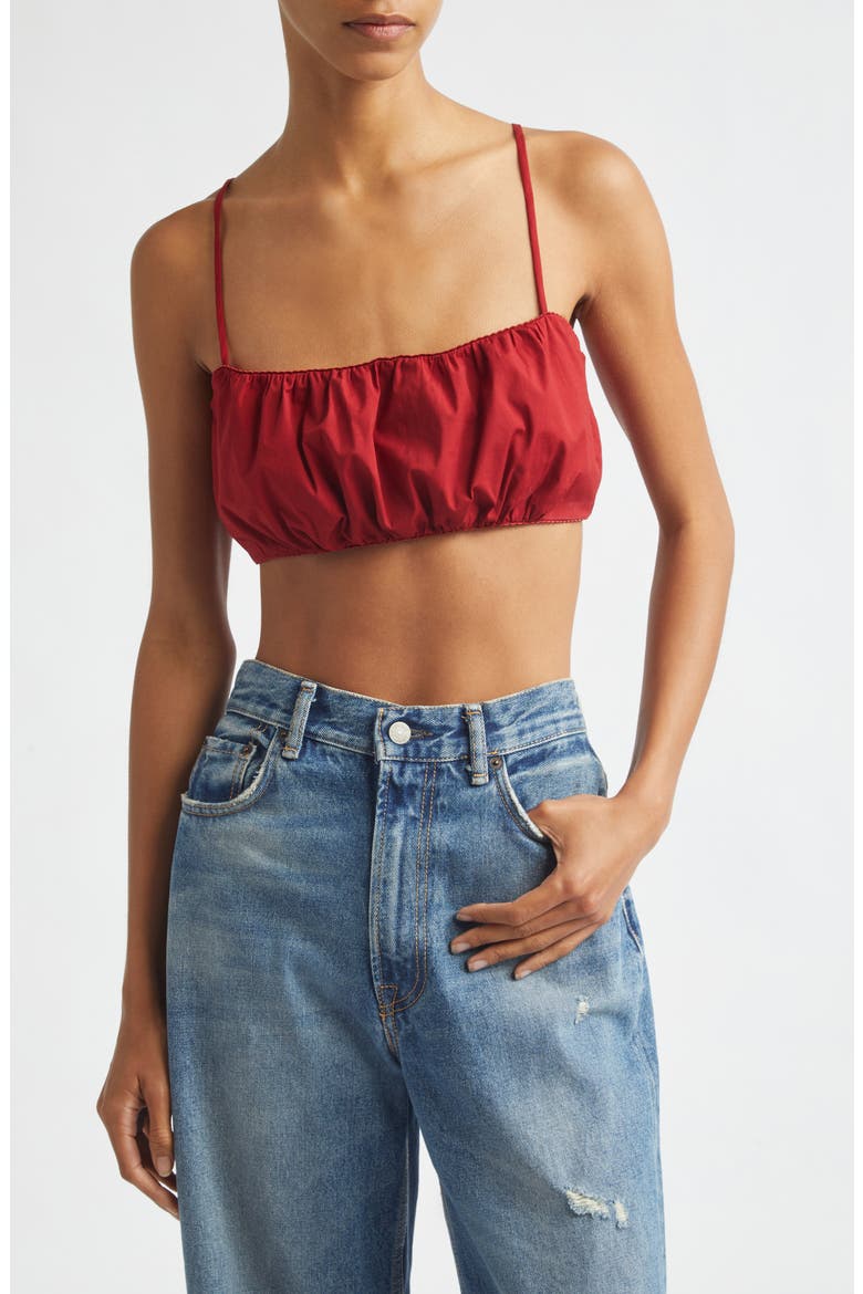 Fiore Stretch Cotton Bralette Top, Main, color, ROUGE