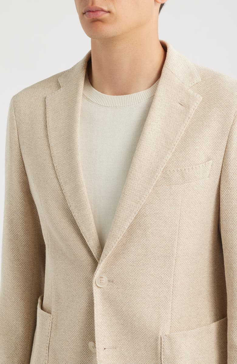 BOSS Hanry Slim Fit Knit Cotton Blend Sport Coat, Alternate, color, Open Beige