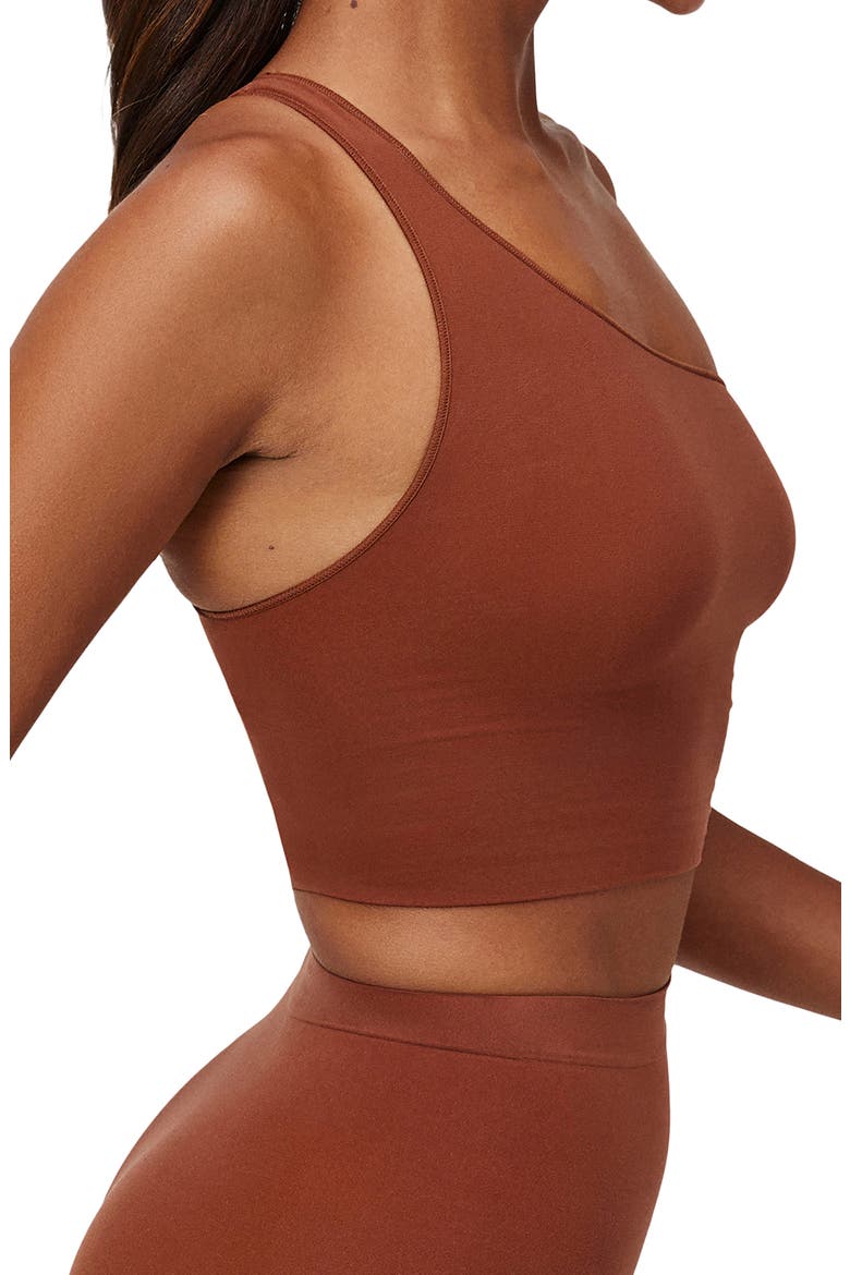 Seamless Smooth One Shoulder Top, Alternate, color, Brown