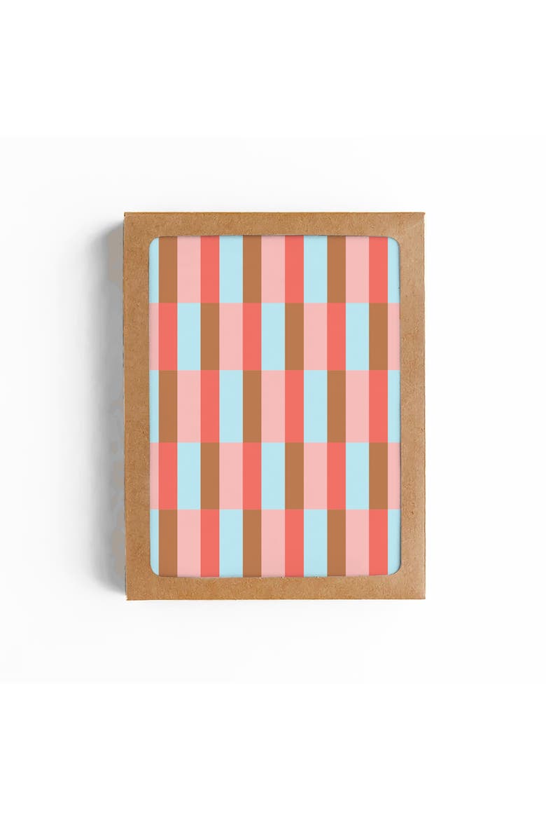 Retro Striped Checkerboard Blank Card-Boxed Set of 8, Main, color, No Color