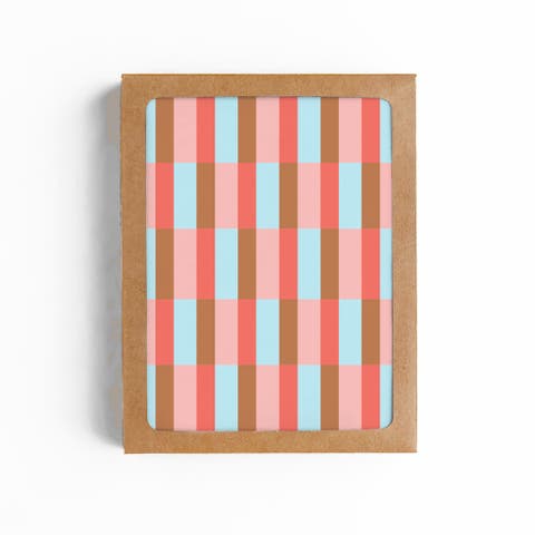 Retro Striped Checkerboard Blank Card-Boxed Set of 8