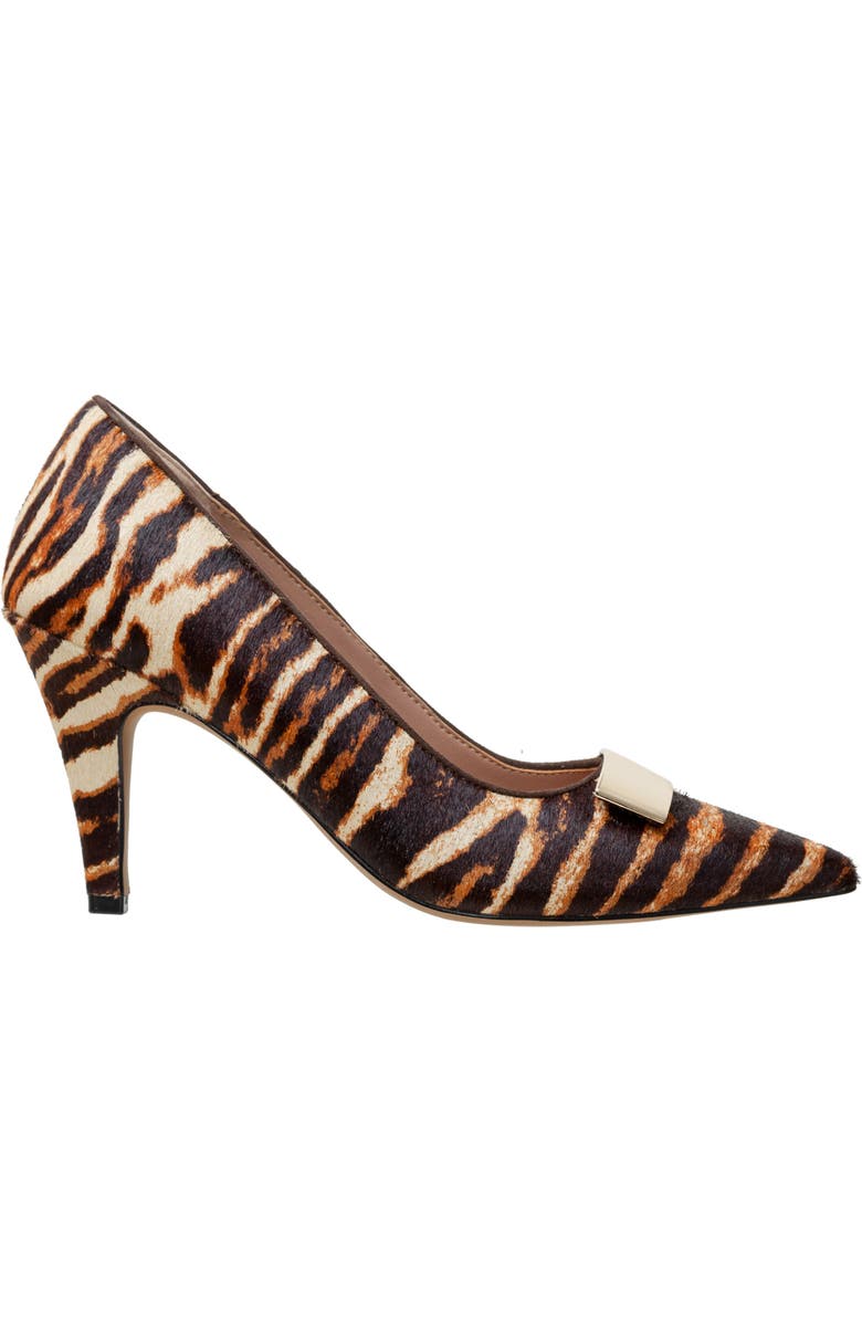 Linea Paolo Prisa Genuine Calf Hair Pointed Toe Pump, Alternate, color, Brown/ Ebony