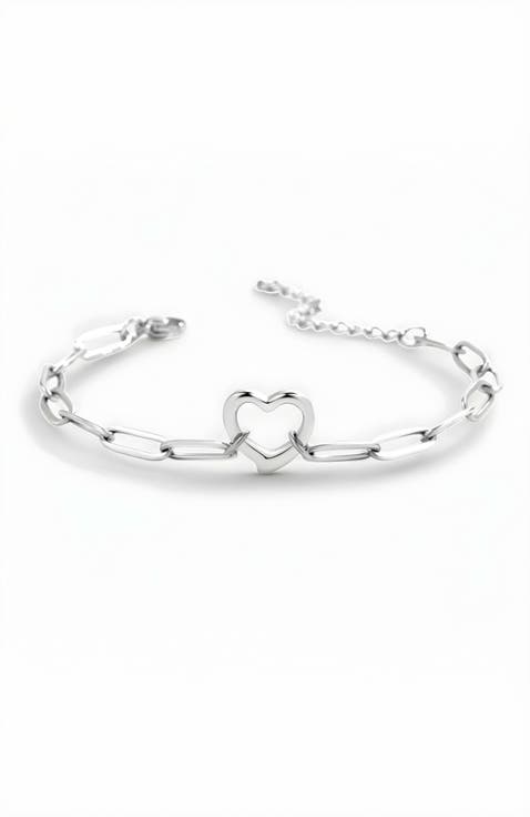 Open Heart Paperclip Chain Bracelet