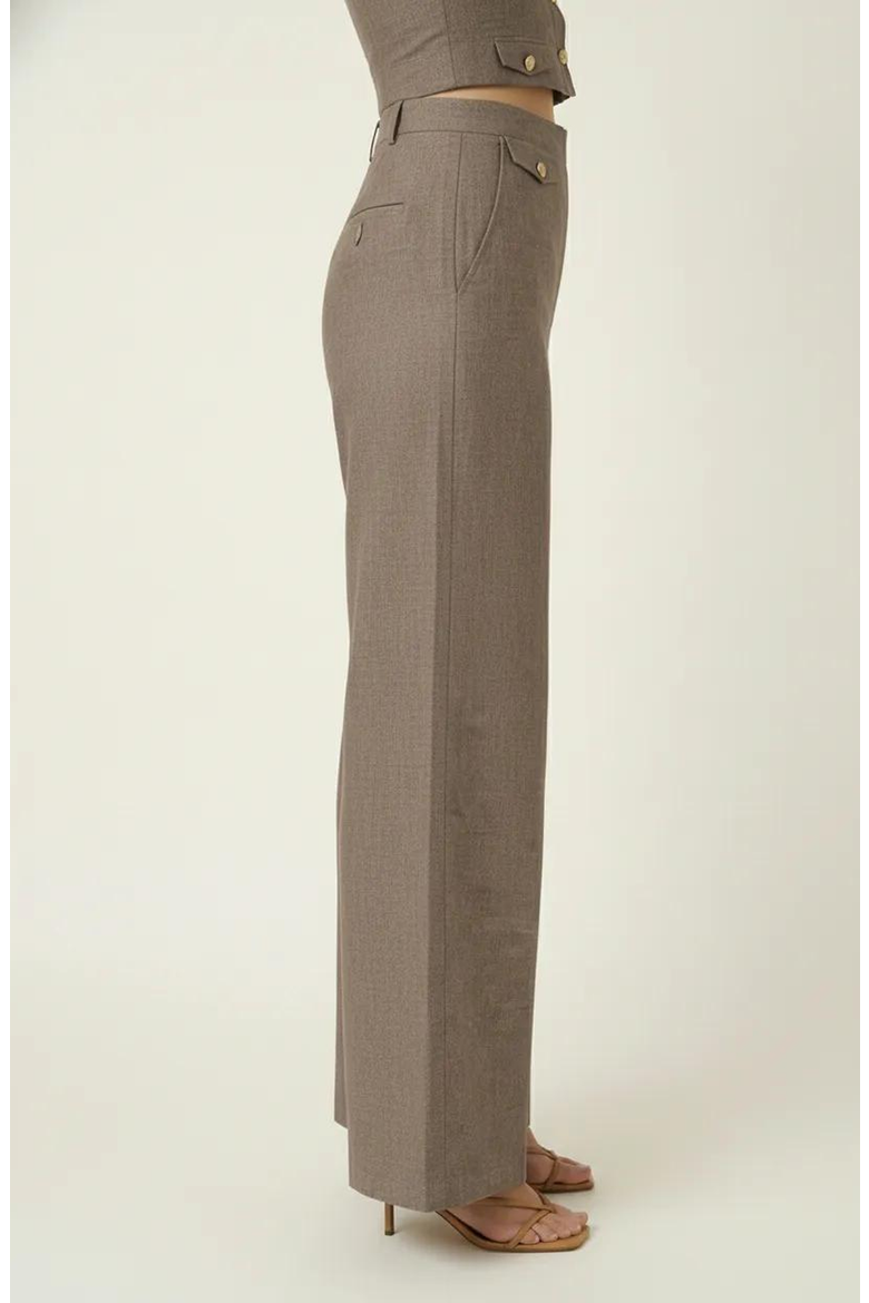 Strapless Button-Front Crop Top and Wide-Leg Pants Two-Piece Set, Alternate, color, Grey