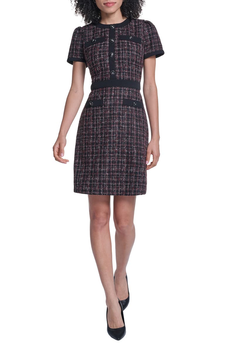 Tweed Sheath Dress, Main, color, BLACK MULTI/ BLACK