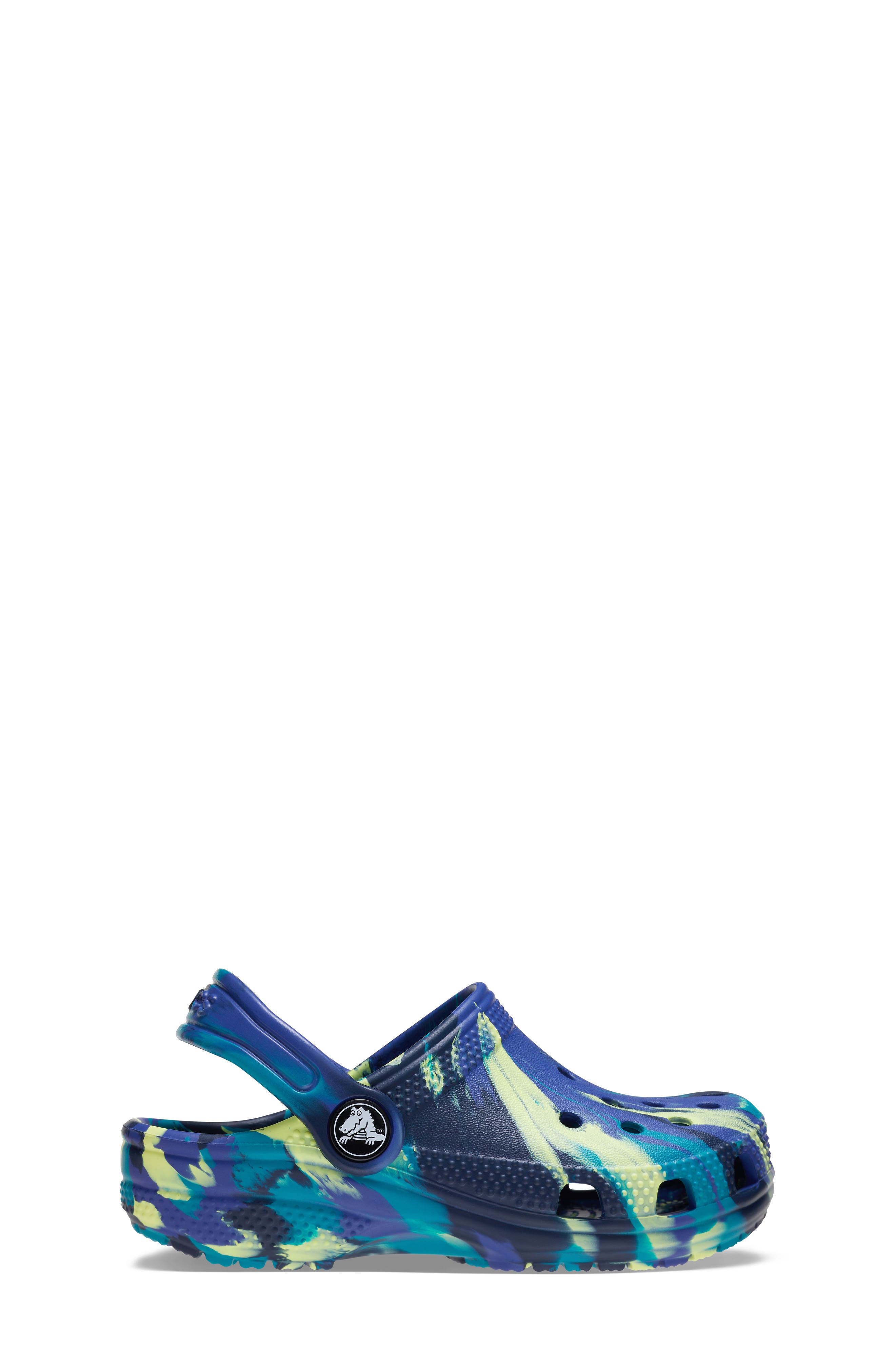 CROCS Kids' Classic Marbled Clog, Alternate, color, Navy/Turbo Teal