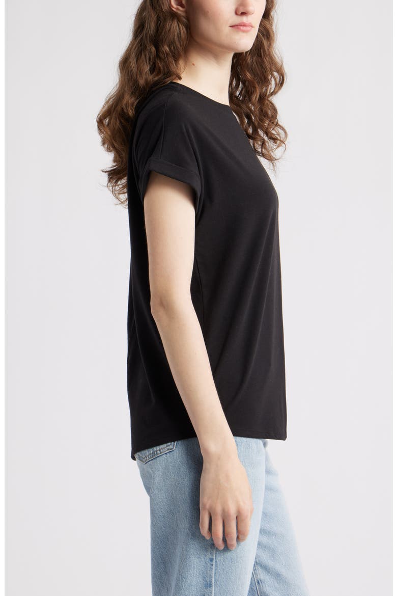 Cuff Sleeve T-Shirt, Alternate, color, BLACK