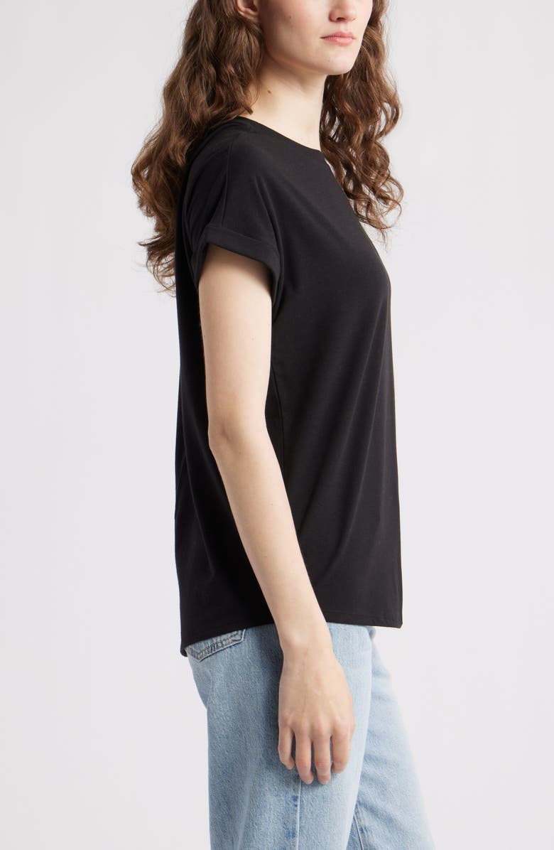 Caslon<sup>®</sup> Cuff Sleeve T-Shirt, Alternate, color, Black