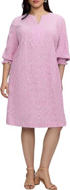 Foxcroft Alicia Stripe Crinkle Jacquard Shift Dress