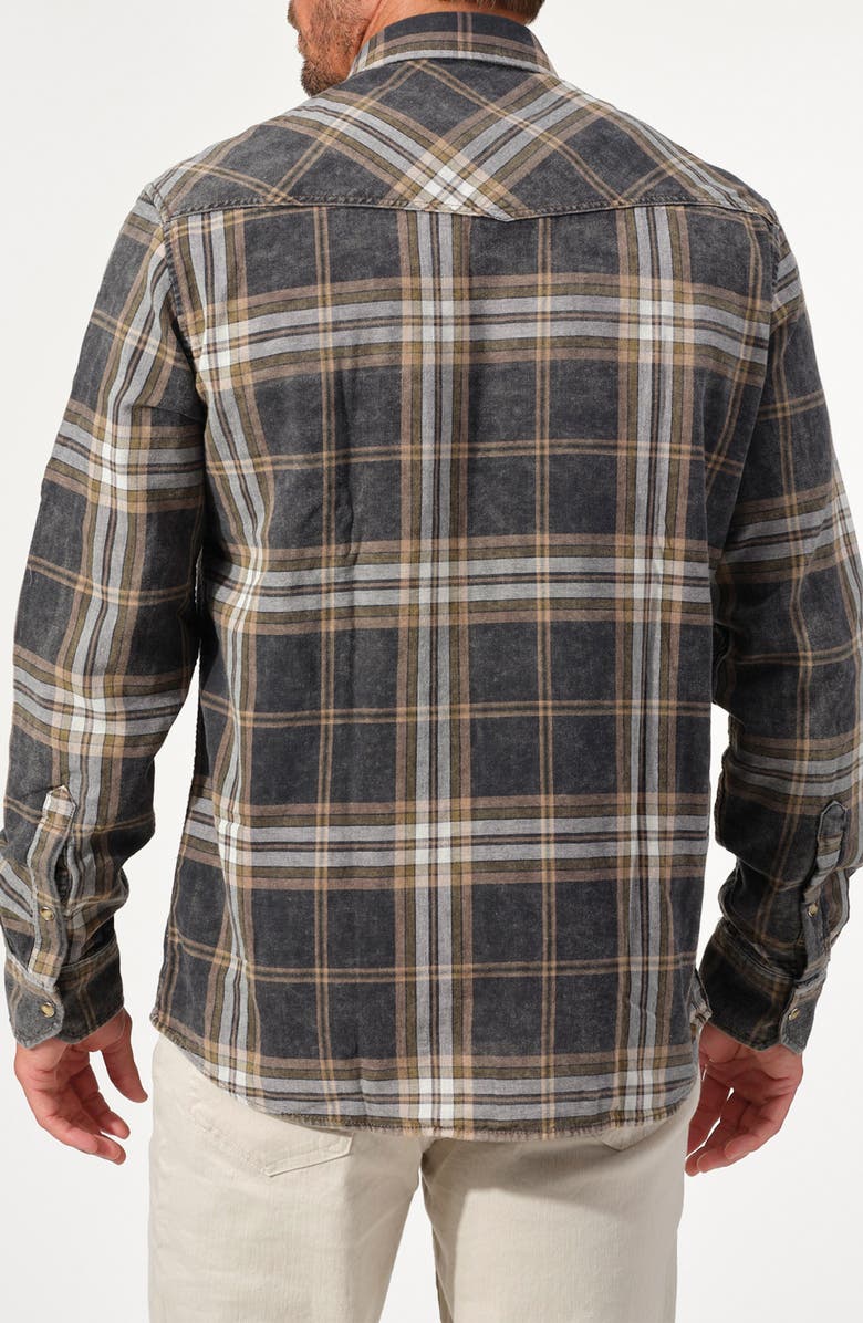 STUDIO GARNET LOS ANGELES Vintage Wash Plaid Denim Western Shirt, Alternate, color, Forest