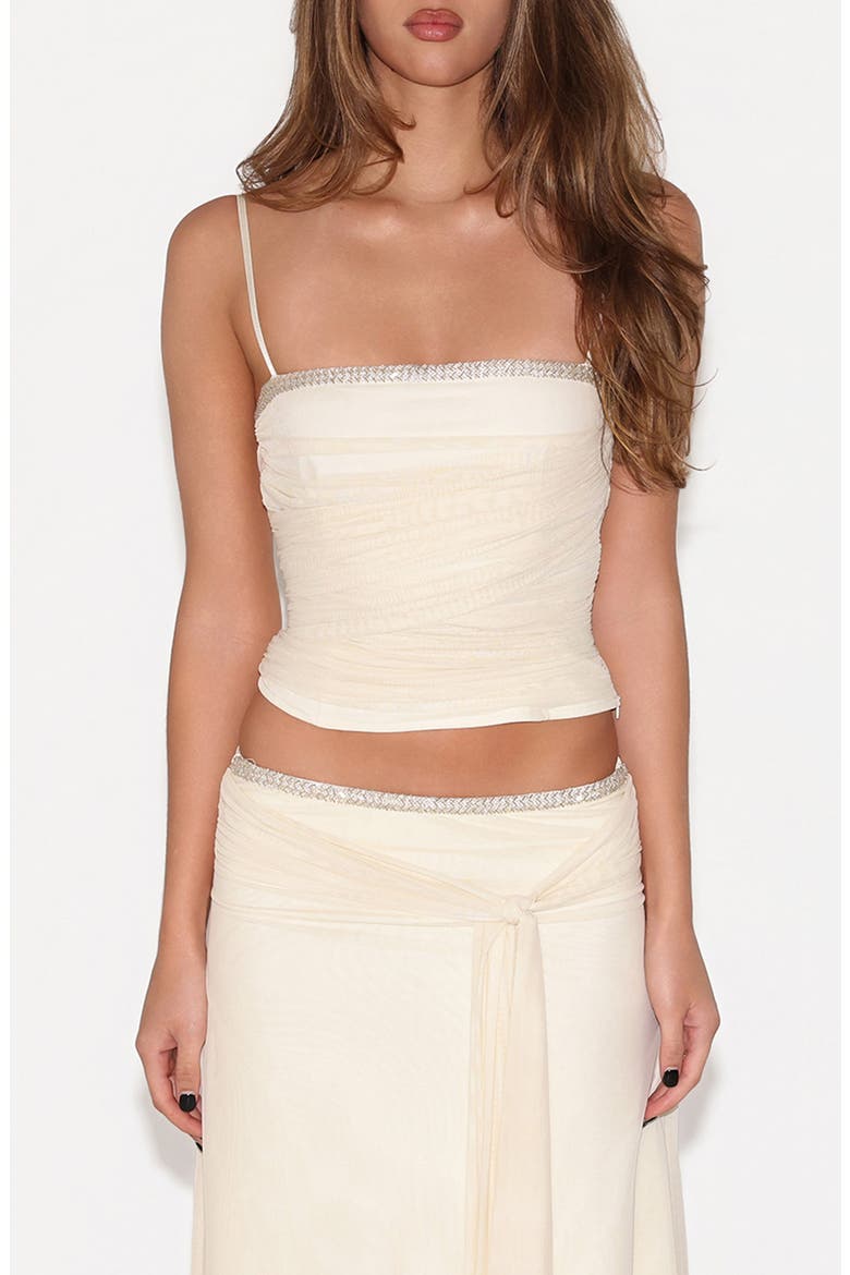 Juna Crystal Trim Mesh Camisole, Main, color, CREAM