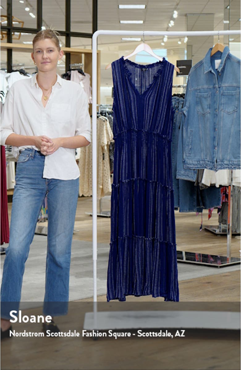 Loulou Stripe Sleeveless Linen Blend Maxi Dress, sales video thumbnail