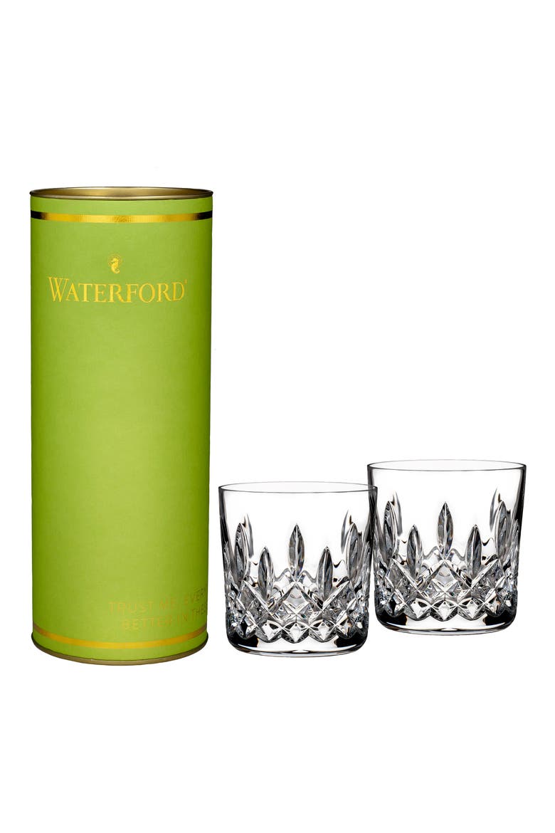 Giftology Lismore Set of 2 Lead Crystal Double Old Fashioned Glasses, Main, color, CRYSTAL