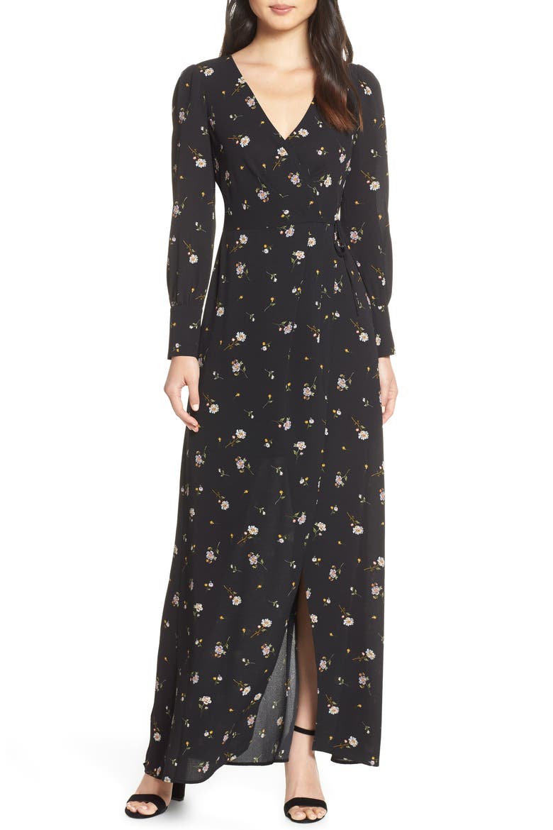 Garden Stroll Wrap Maxi Dress, Main, color, WILD FLOWERS