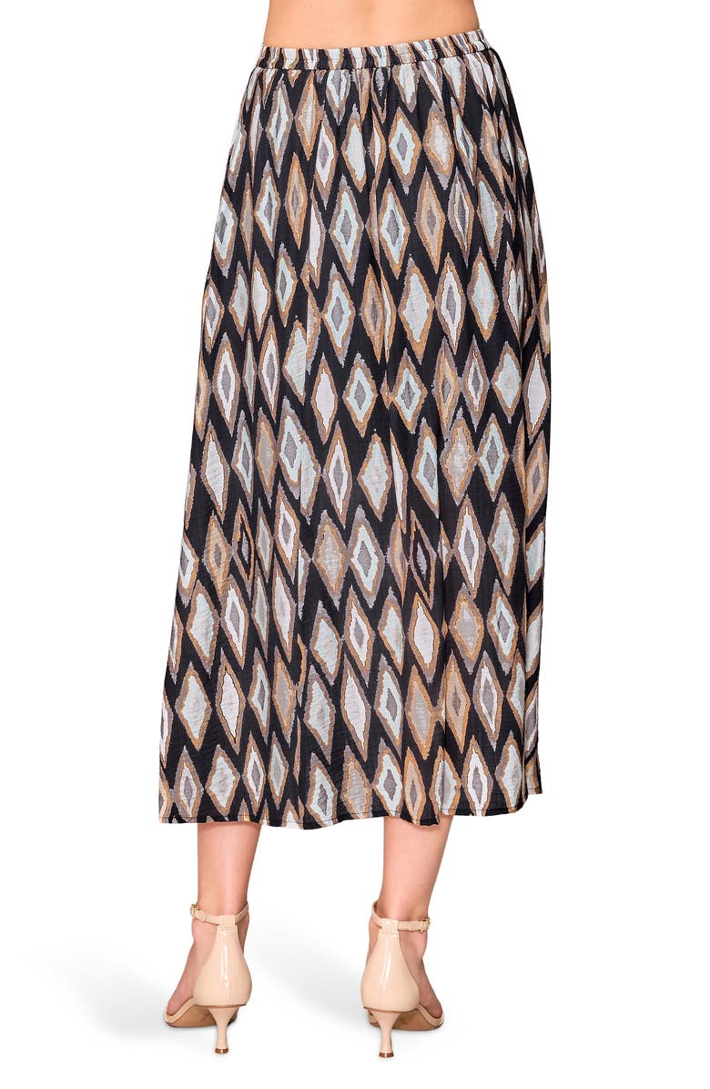 MELLODAY Geo Print Midi Skirt, Alternate, color, Black Multi