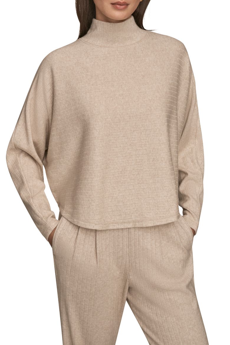 Mock Neck Sweater, Main, color, LIGHT FAWN HEATHER