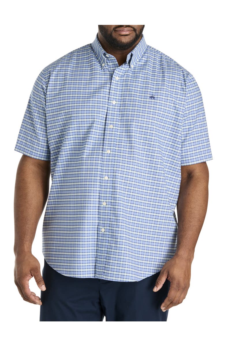 B+T Essentials Fit by Dxl Big & Tall Non-Iron Multi Plaid Sport Shirt, Main, color, Serenity Tartan