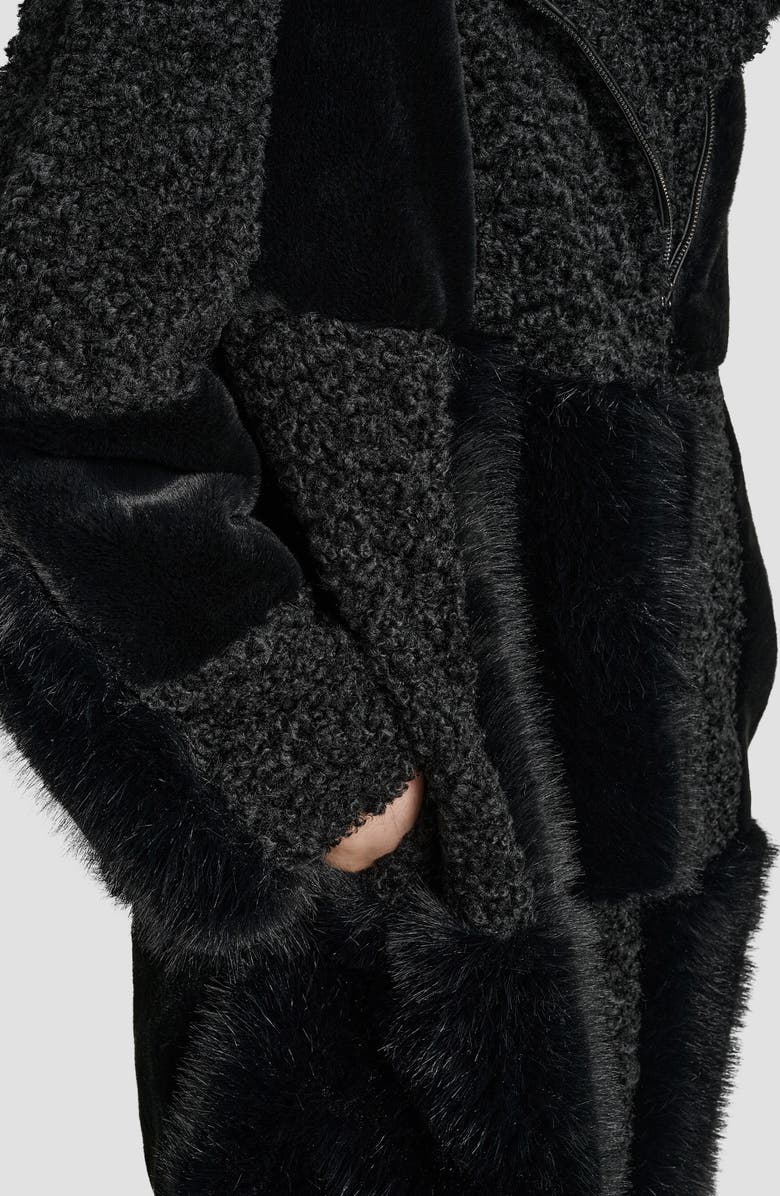 DKNY Patchwork Mixed Faux Fur Coat, Alternate, color, 