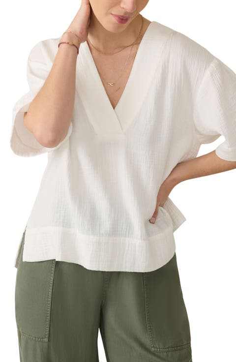 Dune Organic Cotton Gauze Popover Top