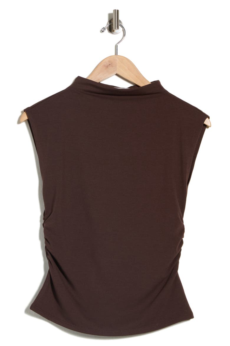 Sleeveless Ruched Mock Neck Top, Alternate, color, BROWN COFFEE