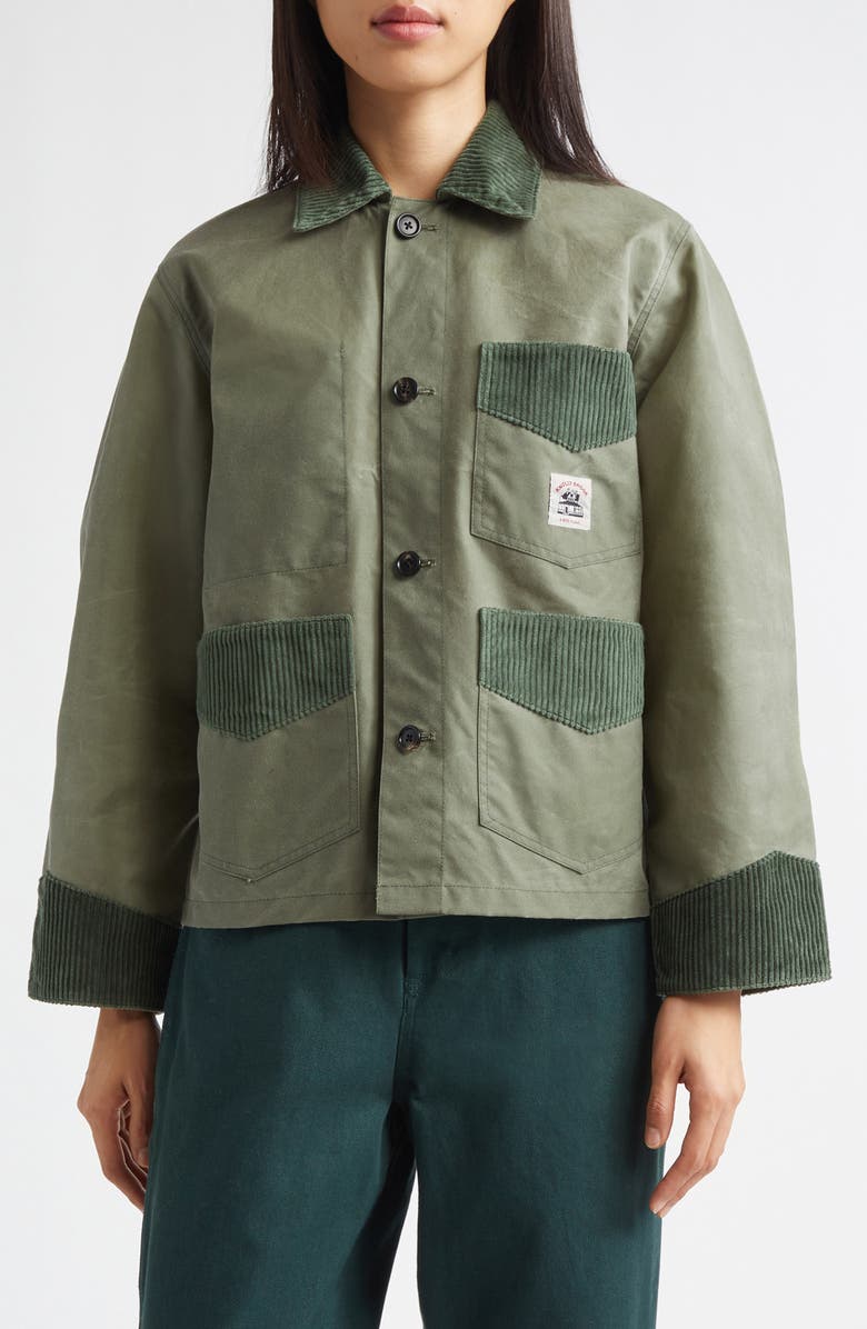 Bode Waxed Cotton Craft Jacket, Main, color, Light Green