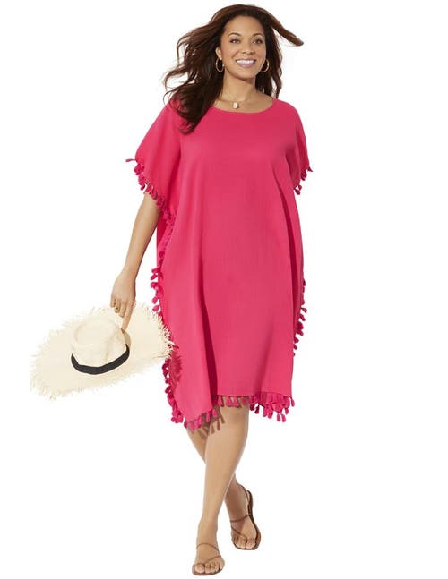 Swimsuits For All Everly Pom Pom Cover Up Tunic In Pink