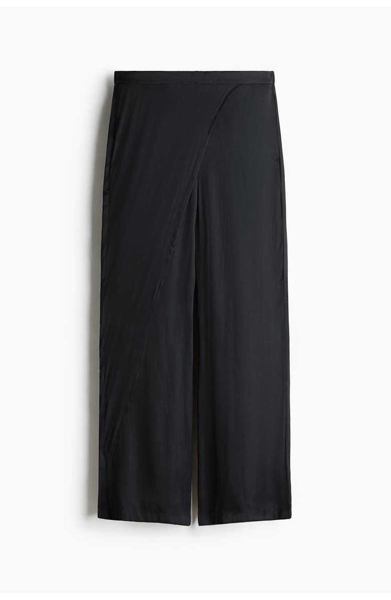 H&M Wrap-detail Satin Trousers, Main, color, Black