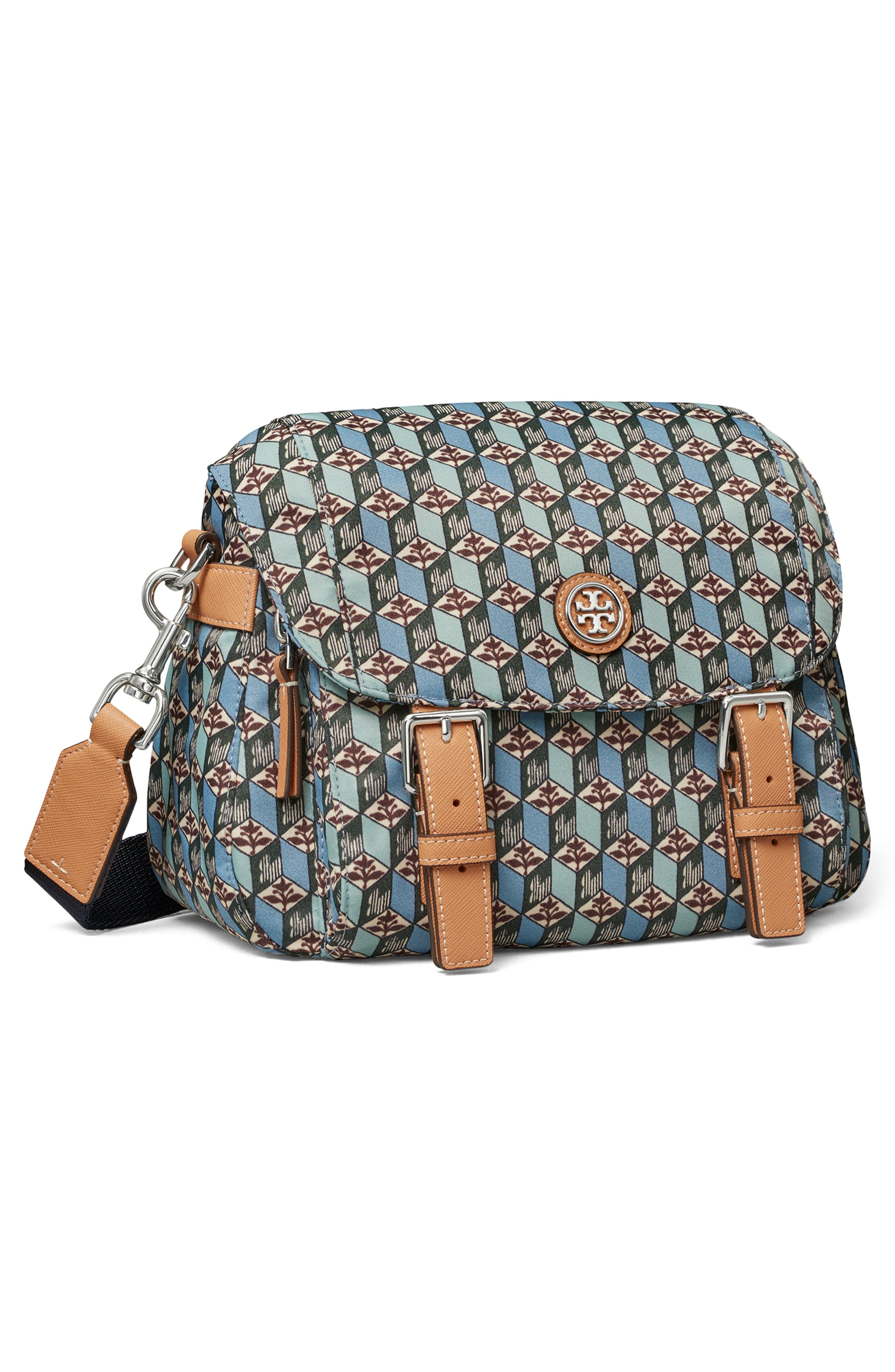 Tory Burch Virginia Printed Recycled Nylon Small Messenger Bag, Alternate, color, 