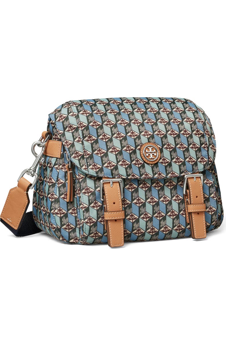 Tory Burch Virginia Printed Recycled Nylon Small Messenger Bag, Alternate, color,