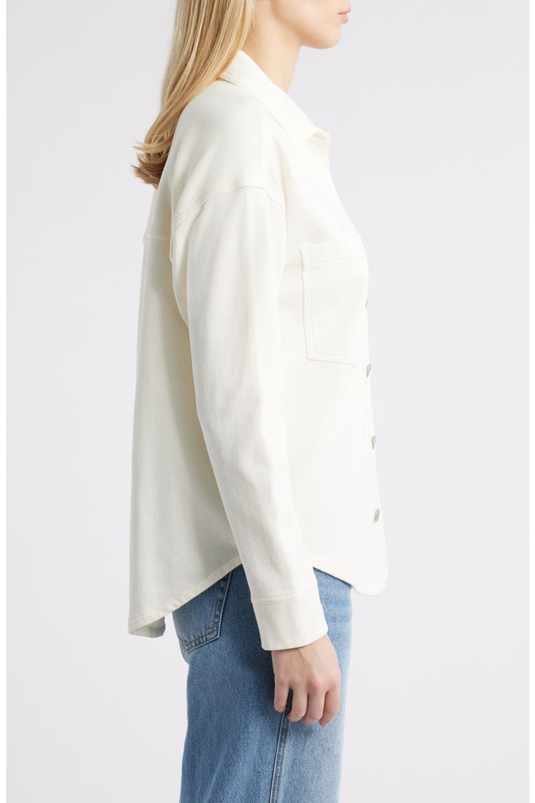 Tiera Cotton French Terry Button-Up Shirt, Alternate, color, VANILLA CREAM