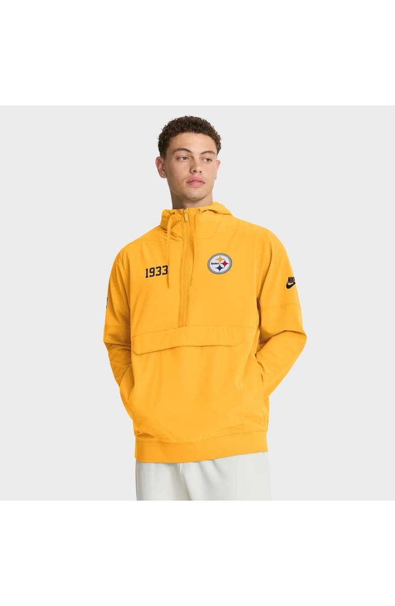 Nike Men's Nike Gold Pittsburgh Steelers 1933 Sideline Alt Pack Anorak Half-Zip Hoodie Jacket, Alternate, color, Gold
