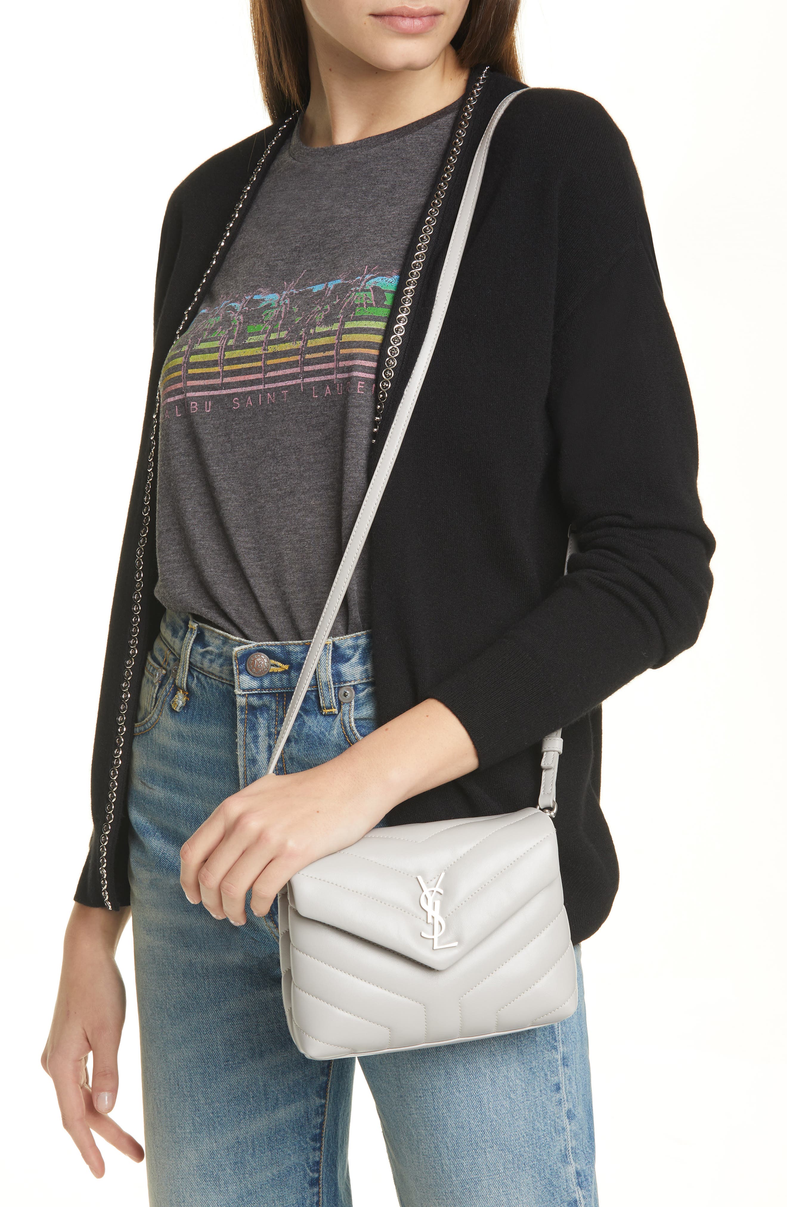 Saint Laurent Toy Loulou Calfskin Leather Crossbody Bag, Alternate, color, 