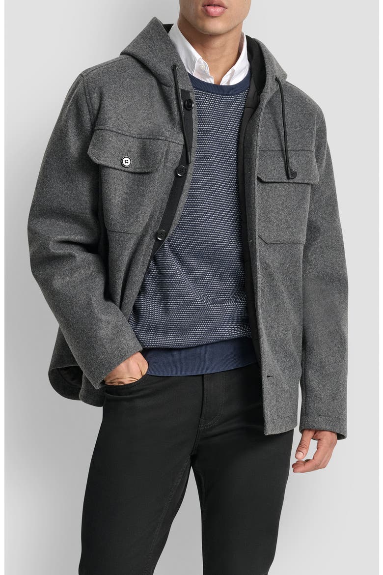 Hooded Water Resistant Jacket, Main, color, CHARCOAL