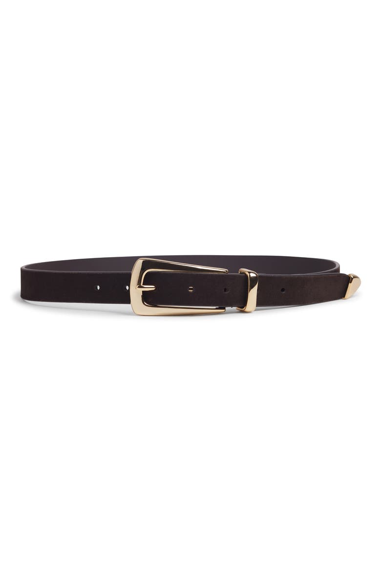 The Suede Statement Belt, Main, color, CHOCOLATE/ POLISHED GOLD