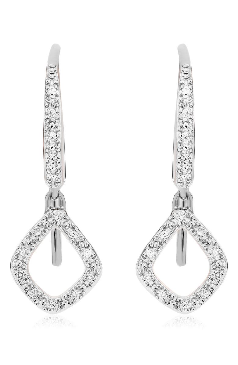 Monica Vinader Riva Mini Kite Diamond Pavé Drop Earrings, Main, color, Silver/ Diamond