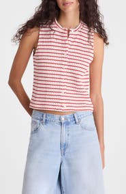 Madewell Textured Knit Button Front Shell Top