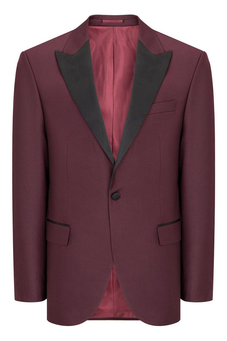 Peak Lapel Two-Tone Tuxedo Jacket, Alternate, color, BURGUNDY
