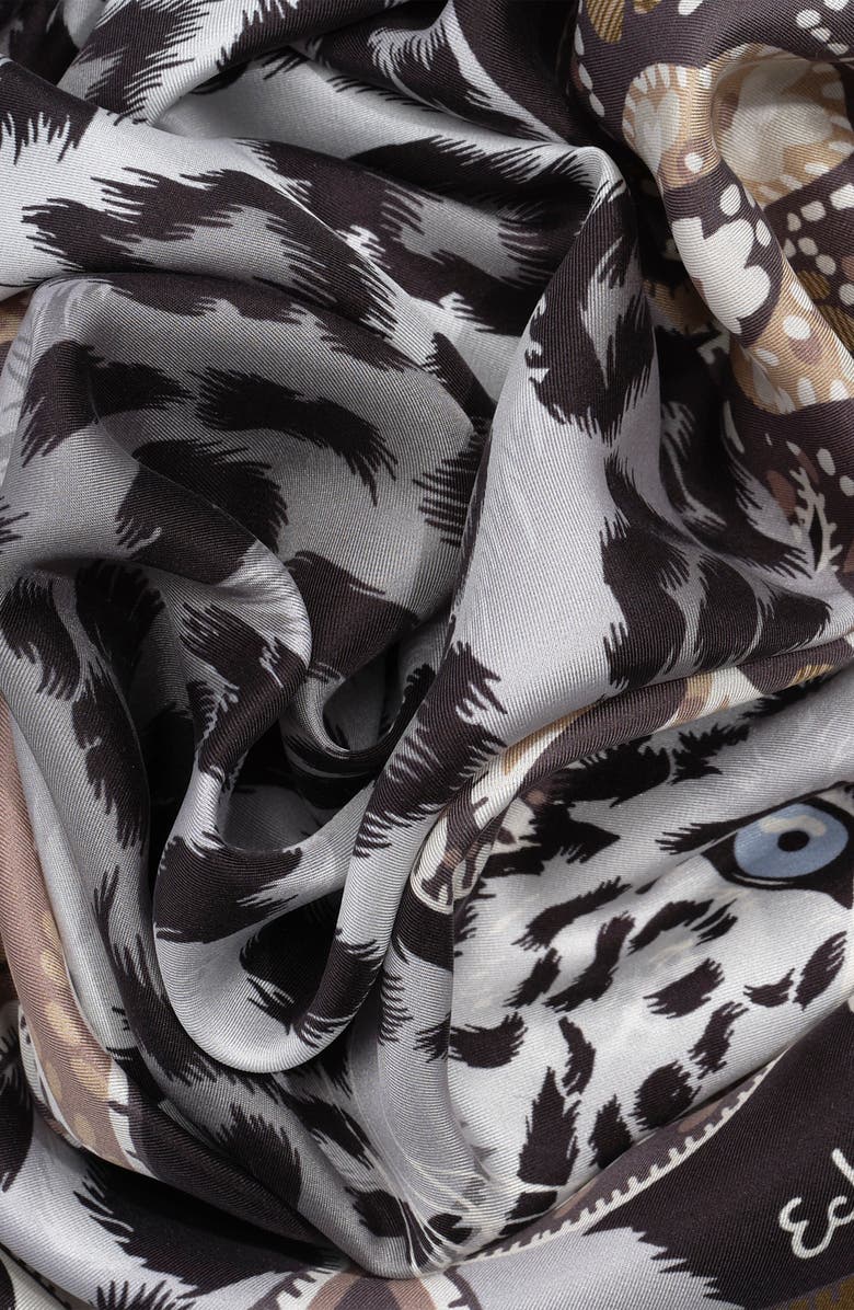 Echo Snow Leopard Silk Wrap, Alternate, color, Black