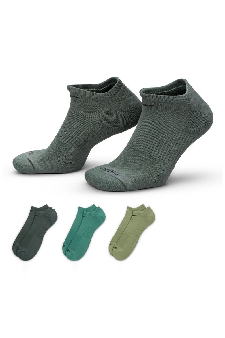 Dry 3-Pack Everyday Plus No Show Socks, Alternate, color, GREEN MULTI-COLOR