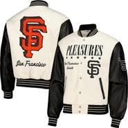 PLEASURES Men's PLEASURES White San Francisco Giants Full-Snap Varsity Jacket
