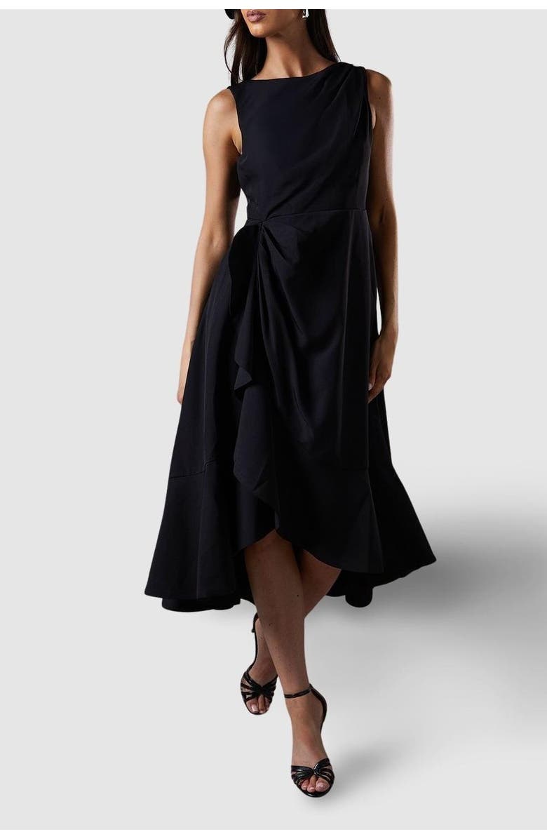 Coast Crepe Low Back Ruffle Dress, Alternate, color, Black